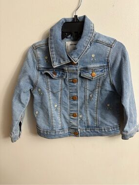 Old Navy Light Blue Denim Jacket with Daisy Embroidery 2 years